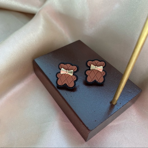 💙💕💕Last one⚡️Cute Plaid Bears Stud Earrings - Picture 15 of 15